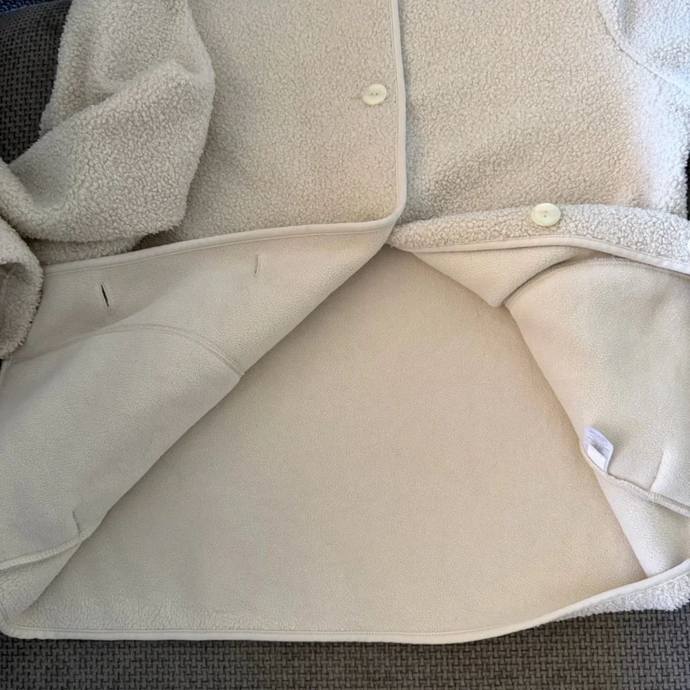 Pure Jill J. Jill Sherpa Fleece Cream Button Down Jacket Coat S Teddy Minimalist